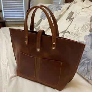 NEW Mini Leather Tote (Cognac) w/ matching leather key chain
